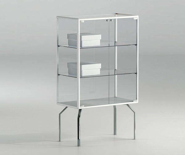 Glas Vitrine Weiß modern 120 cm hoch - exklusive Ausstellung