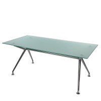 Wagner W Table Glasschreibtisch Alu Design Tischgestell