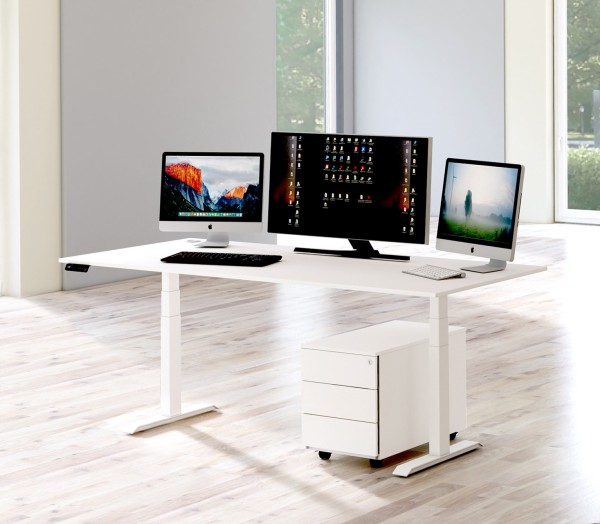 Elektrisch höhenverstellbarer Schreibtisch 200x100 cm Mewo 4 - Dekor Weiß