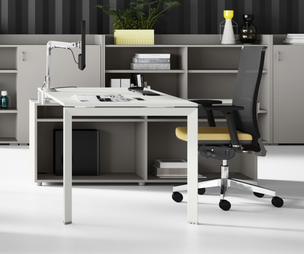 Büro Schreibtisch mit viel Stauraum modern Lewo 5