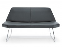 Design Echtleder Sofa 2 Sitzer mit Chromgestell