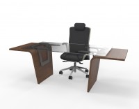 Exklusiver Designer Schreibtisch mit Glasplatte Lorrus