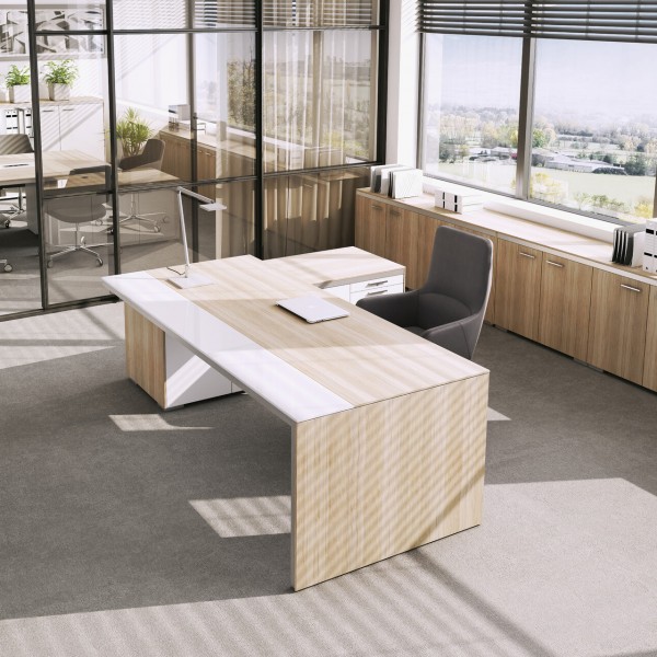 Chefbüro Schreibtisch mit Sideboard Ariaro